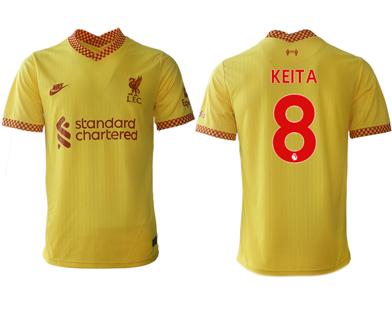 Men 2021-2022 Club Liverpool Second away aaa version yellow #8 Soccer Jersey->liverpool jersey->Soccer Club Jersey